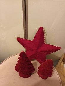 Christmas Ceramic flock covered trees &star