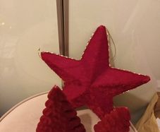 Christmas Ceramic flock covered trees &star