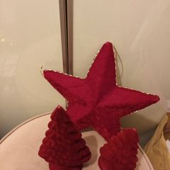Christmas Ceramic flock covered trees &star