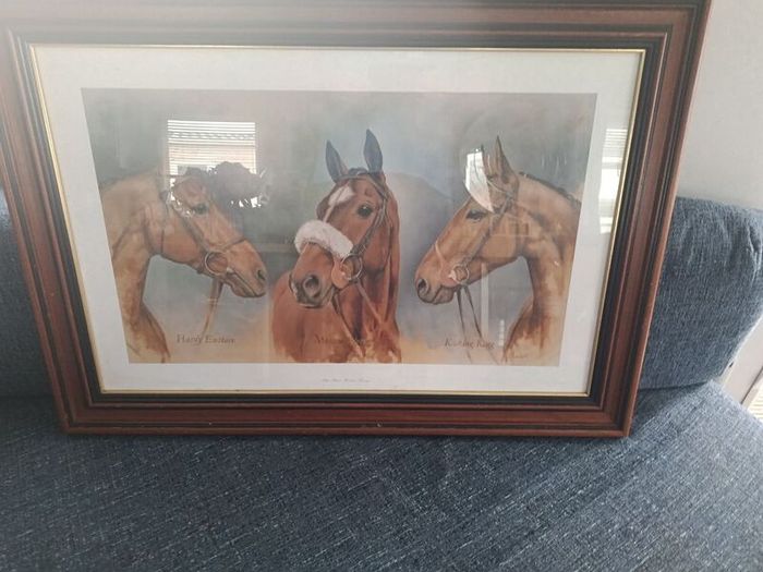 The Three Winter Kings" Framed Horse Racing Print (Hardy Eustace, Moscow Flyer, Kicking King)