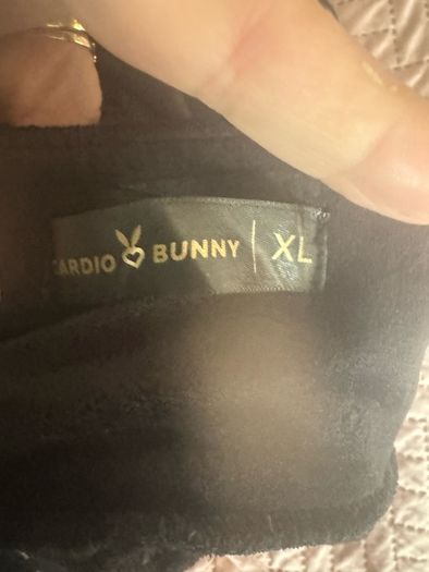 Cardio Bunny black velvet printed leggings size XL UK18 EU46 postage included