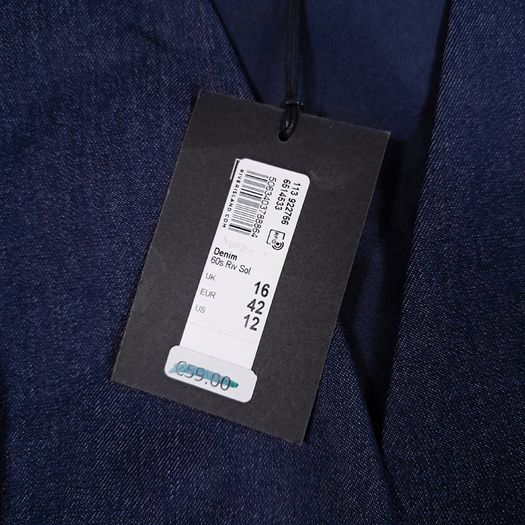 River Island Navy Blue Indigo Denim Longline Waistcoat Sleeveless Blazer 16UK/44EU