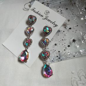 Brand New Heart Crystal Drop Earrings