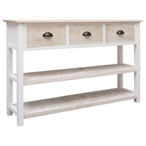 Sideboard Natural and White 115x30x76 cm Wood