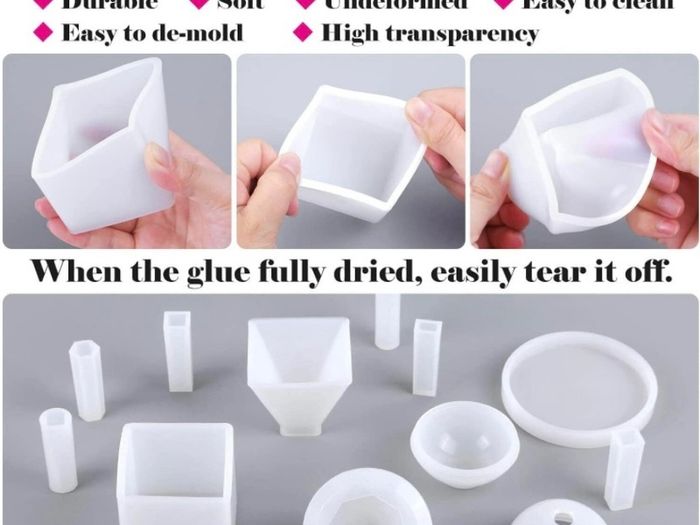 Epoxy Resin Moulds Silicone, Acejoz 12Pcs Resin Moulds Kit for Resin Casting with Sphere, Cube, Pyramid, Diamond, Square, Round and Crystal Pendants for Resin Epoxy, Candle, Soap, Bath Bomb (FREE POSTAGE)