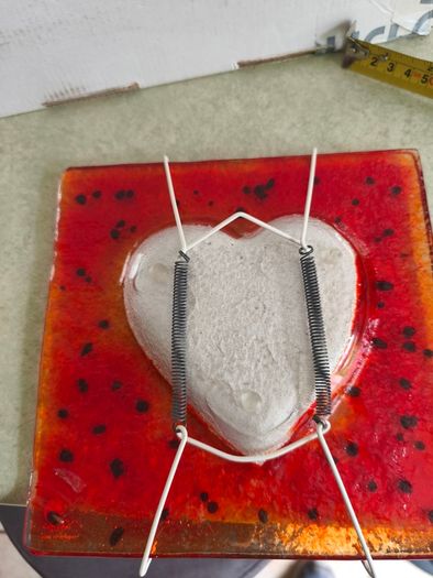Jewelry Dish with a Heart  or as hanging wall glass plate made in greece