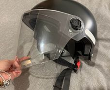 Black Open Face Motorcycle scootter Helmet with Clear Visor