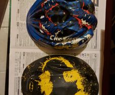 2 Childrens Safety Cycle Helmets, Car Wash & Batman, in very good condition