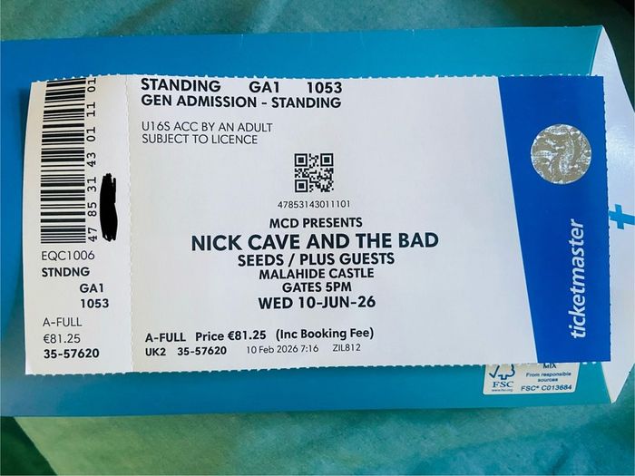 Nick Cave concert Ticket