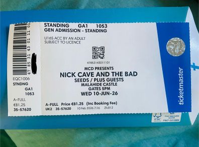 Nick Cave concert Ticket