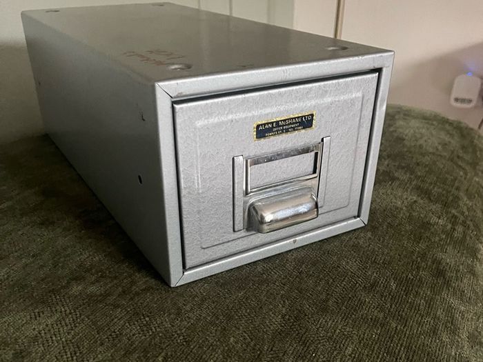Vintage Irish Made Metal Desktop Drawer