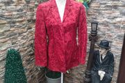 Vintage Betty Barclay red blazer with embossed floral detail small