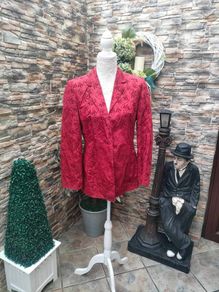 Vintage Betty Barclay red blazer with embossed floral detail small