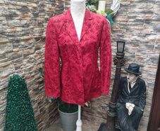 Vintage Betty Barclay red blazer with embossed floral detail small