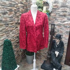 Vintage Betty Barclay red blazer with embossed floral detail small