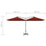 Double Parasol with Steel Pole Terracotta 600x300 cm Image 8