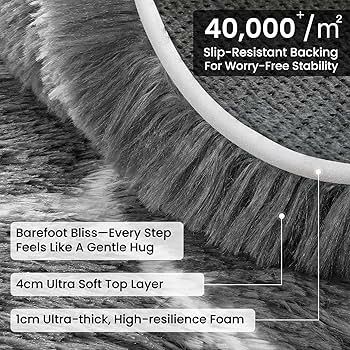Rugs Living Room 140x200cm, Grey Area Rugs for Bedroom, Washable Anti Slip Large Shaggy Soft Rug Fluffy Modern Carpets Mat Beside Area Rug for Living Room Kids Room
