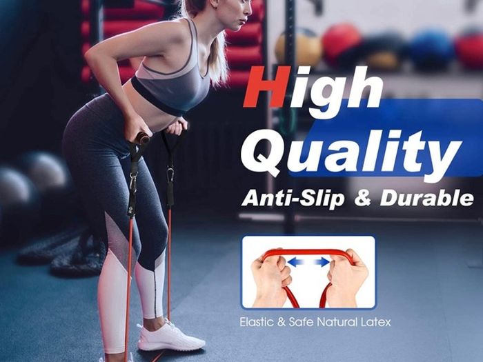 Resistance Bands Set , 17 Pack Exercise Bands Stackable up to 150 LBS, Workout Bands with Door Anchor, Handles & Legs Ankle Straps for Resistance & Endurance Training (FREE POSTAGE)