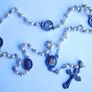 Antique/vtg Rosary Terra Fatima Faux Pearls Beads Image 2
