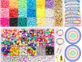 8000+ Pcs Clay Beads Bracelet Making Kit Round Flat Beads Polymer Clay Beads Set Clay Spacer Heishi Beads for Jewellery Making Bracelets Necklace DIY Jewellery Making Kit for Kids Adults,2 Boxes