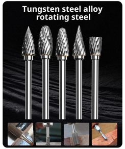 5Pcs Wood Milling Cutter Grinding Carbide Tungsten Steel Double Rotary File Head Woodworking Grinding Head Root Carving Cutter