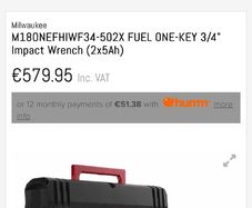 Milwaukee M18onefhiwf34-502x Fuel One-key 3/4" Impact Wrench (2x5ah)