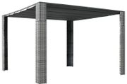 Gazebo with Roof Poly Rattan 300x300x200 cm Grey and Anthracite