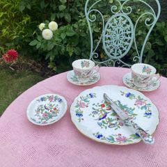Last chance to buy this Ansley Pembroke Part tea set cake plate and knife worth 55 euros itself without the cups and  saucers  dish