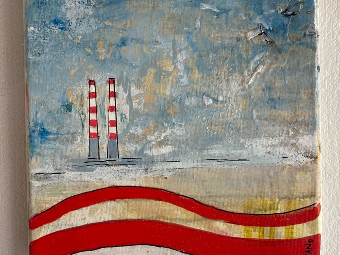 Original Abstract Painting Painting of Poolbeg chimneys Dublin Contemporary Art Original Art Modern Irish abstract art
