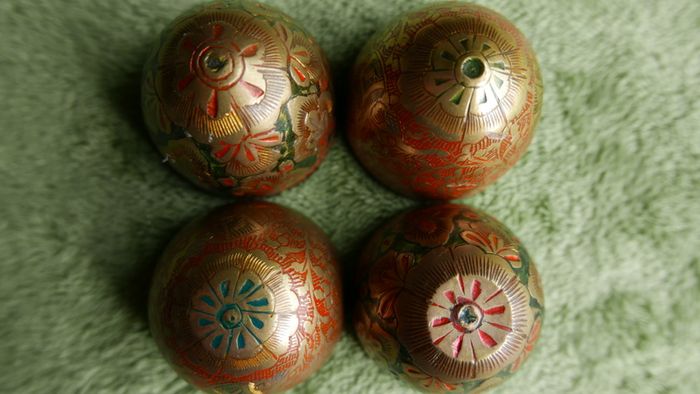 Vintage Decorated Brass Eggs