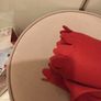Red throw with scalloped edges Image 3