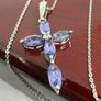 Tanzanite White Zircon Cross Pendant with Chain Image 2