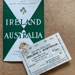 Very Rare 1958 Ireland v Australia - International Rugby Programme + Ticket