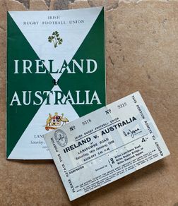 Very Rare 1958 Ireland v Australia - International Rugby Programme + Ticket