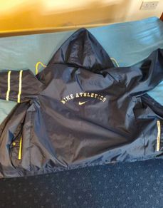 Nike Athletics Vintage Windbreaker Jacket Navy Blue Hooded Size M