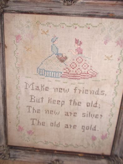 Vintage Embroidery Picture for Upcycling/FREE SHIPPING