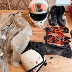 Go kart racing equipment - helmet, rainsuit, boots, gloves and more