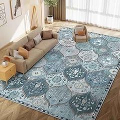 120x170 cm Machine Washable Soft Low Pile Non-Slip Vintage Floral Print Area Rugs for Bedroom Lounge Dining Room, Non-Shedding Stain Resistant Carpet