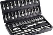 FREE SHIPPING 46 Piece 1/4 Inch Drive Socket Set&amp;Tool Sets,Ratchet Wrench Set with 4-14mm Cr-V Sockets,Screwdriver Bits,Extension Bars for Household Car Bike Repair