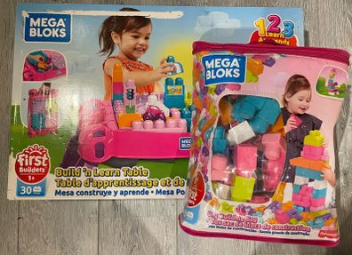 Mega Blocks Build and Learn Table and Bag of Block - BNIB