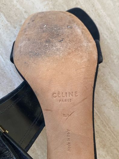 Celine Paris Black Suede High Heel Sandals Size Eu41