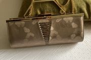 Renata Made in Italy - 3 way ( clutch, hand or shoulder) Nude Bag with gold trim- Brand New