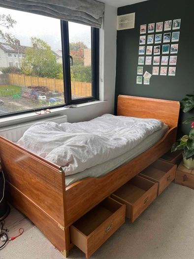 Gautier single bed with brass fittings and handles