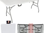 6.6ft Folding Table Fold in Half w/Handle Plastic Heavy Duty Lightweight for Outdoor & Indoor Party Dining Picnic Camping Wedding BBQ Catering Garden Kitchen Market Events