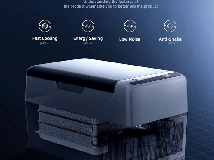 Car Refrigerator 22 Litre, Portable Car Fridge Freezer for Truck, RV, Boat, Camping and Travel, 12/24V DC and 230 AC