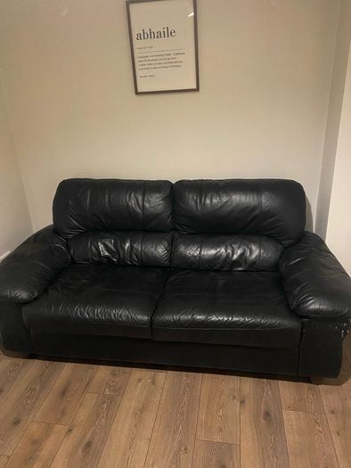 black 3 seater leather couch