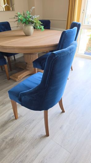 Next Plush Velvet Navy Dining Chairs