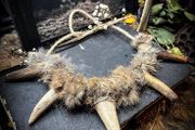 Flidais Deer Antler Tines Tips and Real Rabbit Fur Necklace Celtic Mythology Shamanic