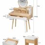 Dressing Table with Round Mirror and Lights, Small Vanity Desk with Stool Image 4