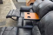 3 seater black leather couch